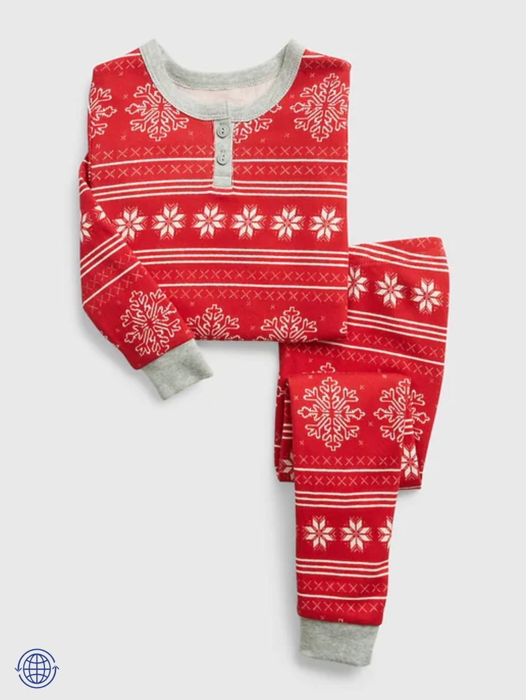 Red fair isle print matching kids holiday pajamas