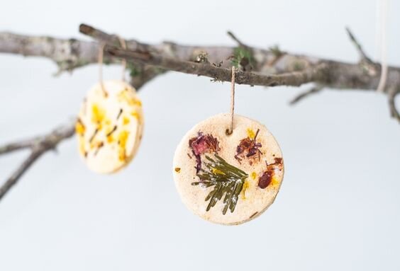 DIY salt ornaments with flower petals