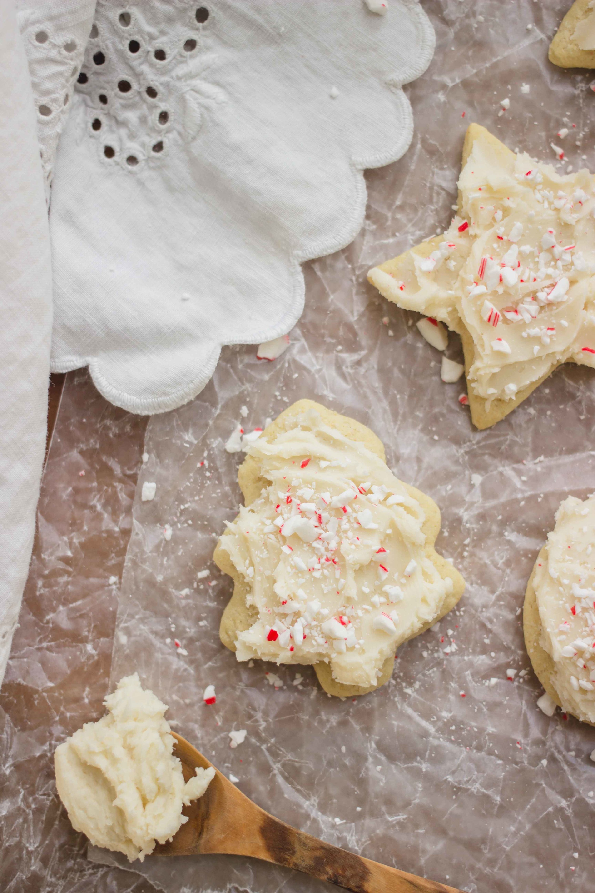 gluten free sugar cookie recipe on parchment
