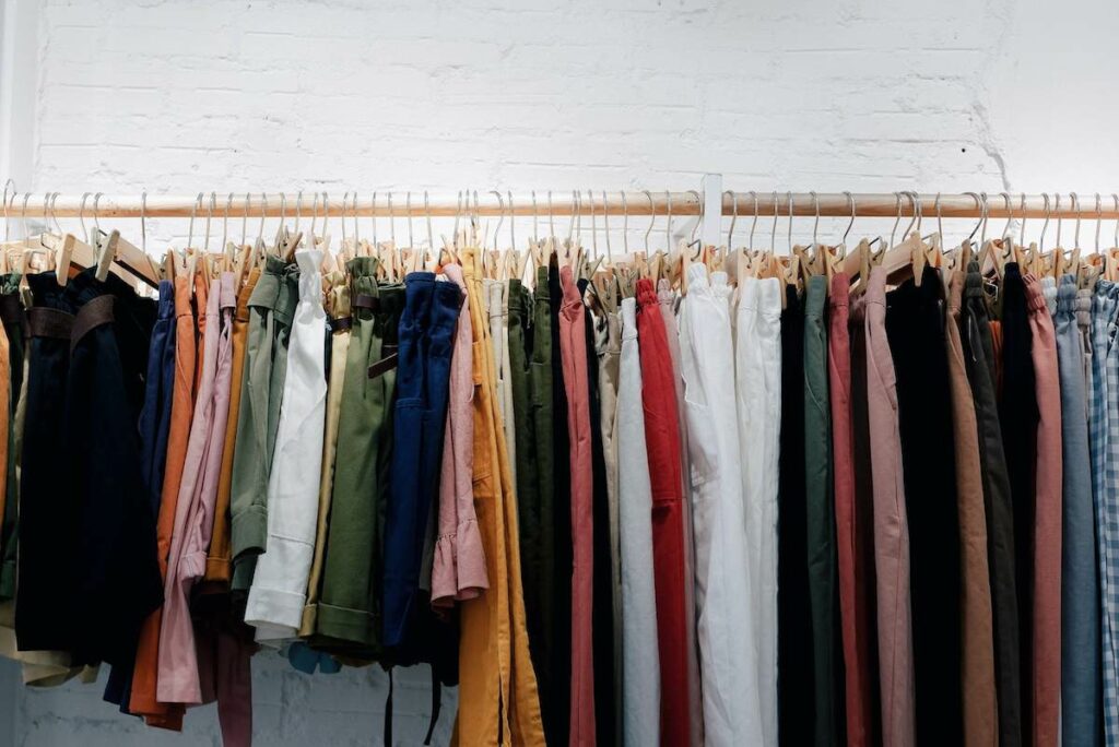 clothing hanging on a rack